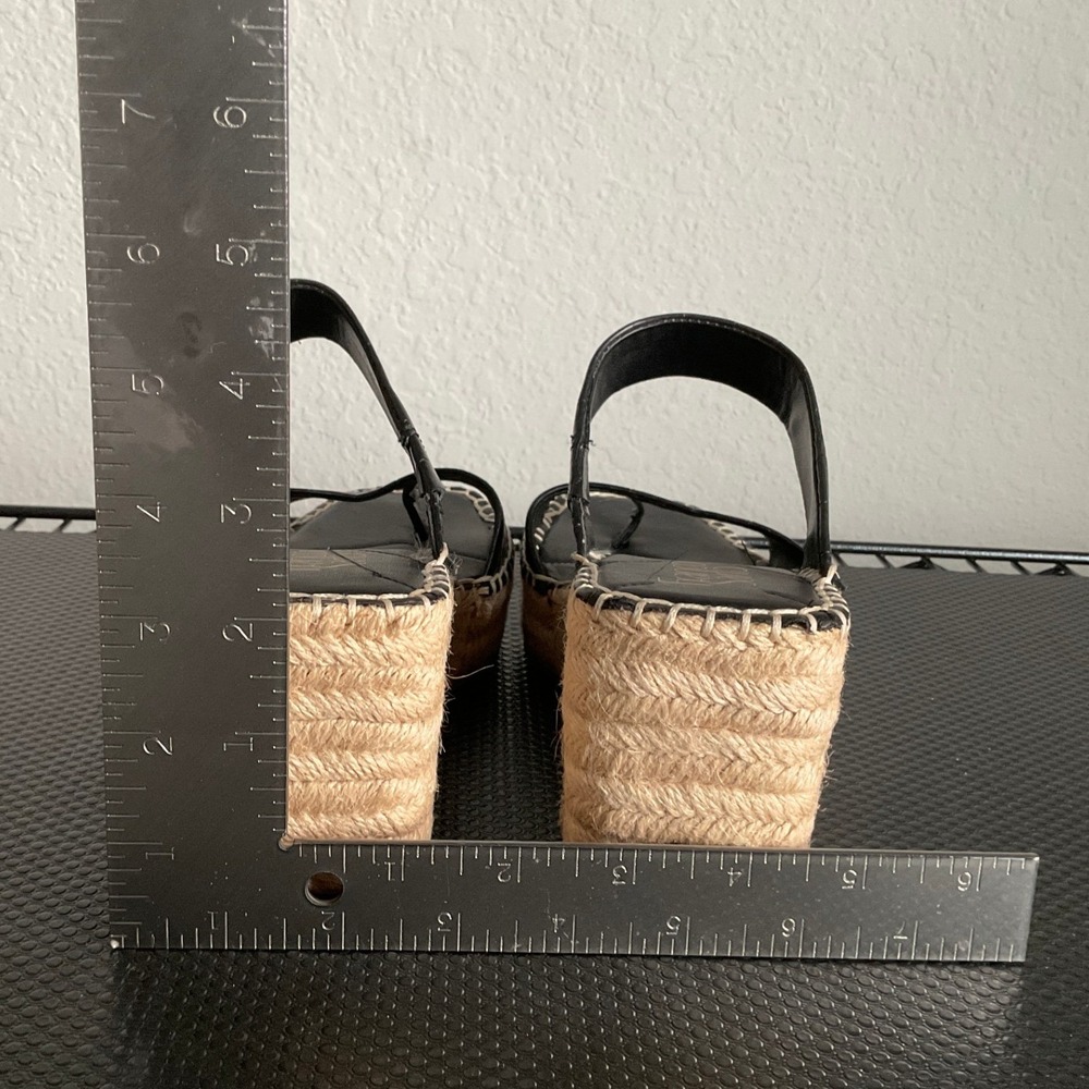 Franco Sarto Clave Black Croc Leather Espadrille Wedge Sandals Womens 7M - Picture 5 of 13